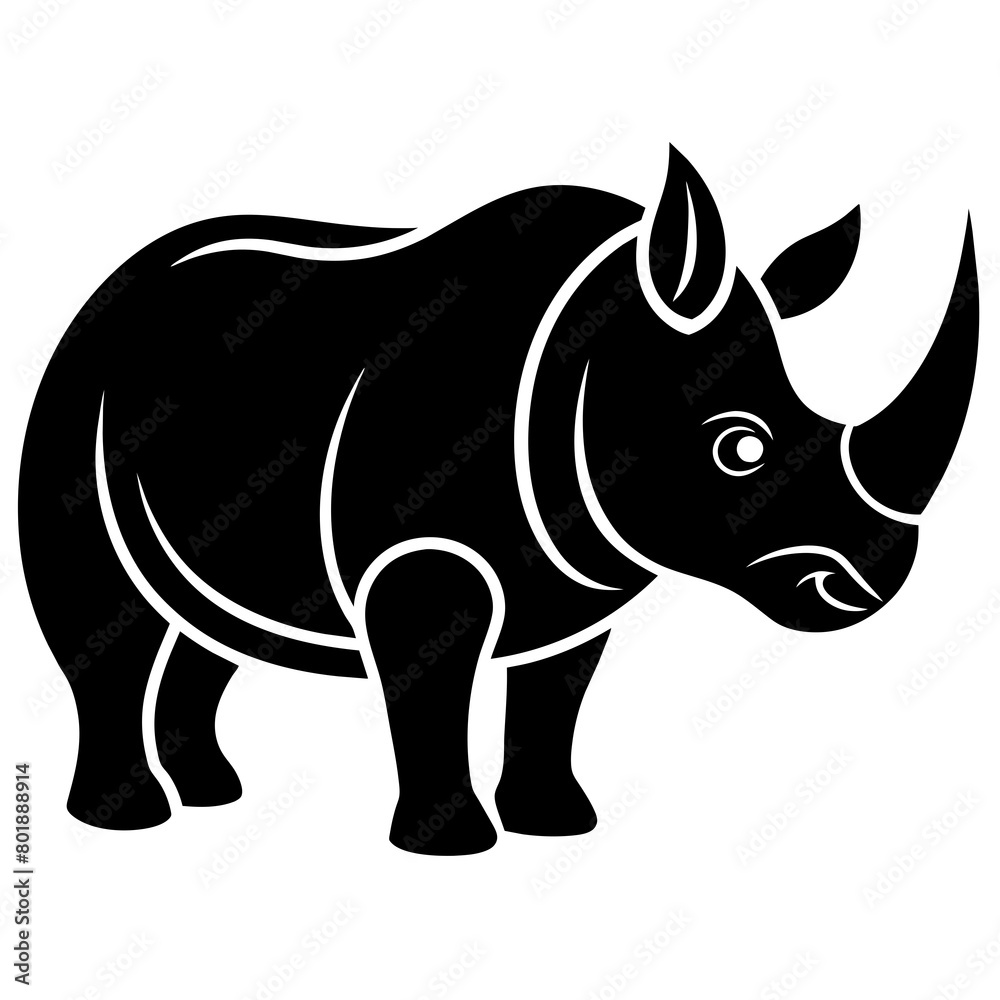 Fototapeta premium Rhinoceros silhouette vector icon illustration art