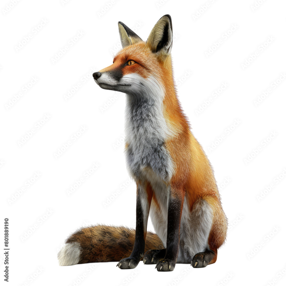 Transparent glass fox isolated on transparent background