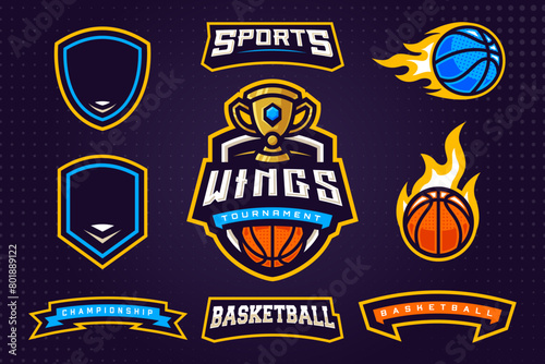 Basketball Sports Club Logo Template Bundle for Tournament or Sports Team photo