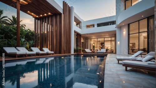 Luxurious Villa Concept  White Elegance in Exterior Design.