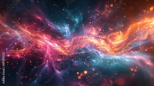 Quantum bits entanglement illustration  vibrant screen colors  eye-level  physics marvel 