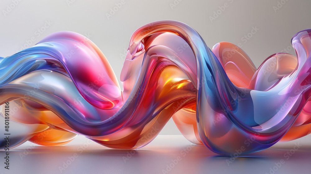 Fototapeta premium Mesmerizing 3D Abstract: Vibrancy in Fluid Chrome Reflections