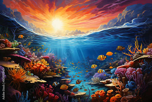coral reef with fish photo