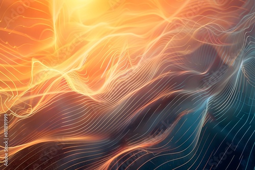 Vibrant Data Visualization Capturing the Dynamic Interplay of Air and Fire in a Fiery Sunset Inspired Landscape