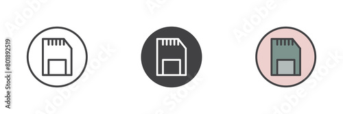 Memory card different style icon set