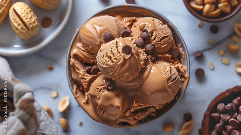 Peanut butter icecream top view Peanut butter icecream top view