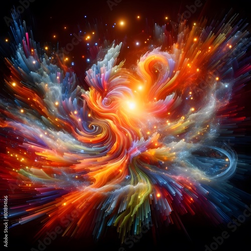 Fusion flare abstract colorful shapes background display of vibrant hues and dynamic patterns