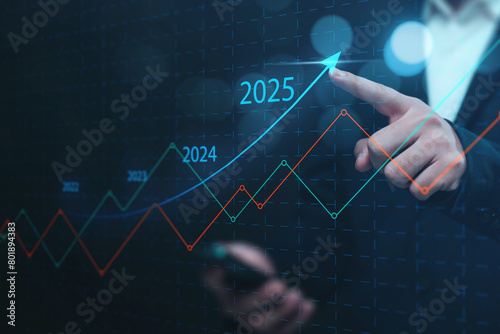 Business 2025 analytics tools charts and graphs with statistics to analyze business potential and forecast future development of companies growth to optimize performance for profit.