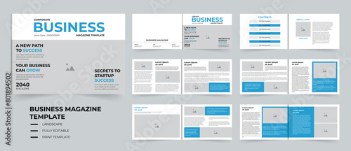 12 Pages Business Magazine template design layout landscape Magazine design