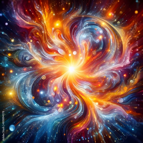 Fusion flare abstract colorful shapes background display of vibrant hues and dynamic patterns