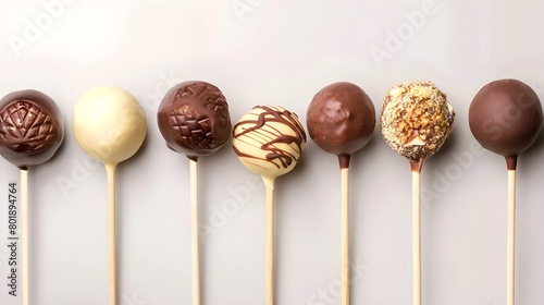 Artfully Crafted Chocolate Bon Bons on Sticks with Gourmet Toppings and Finishes