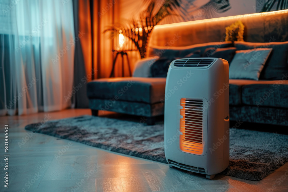 A dehumidifier working in a modern apartment.