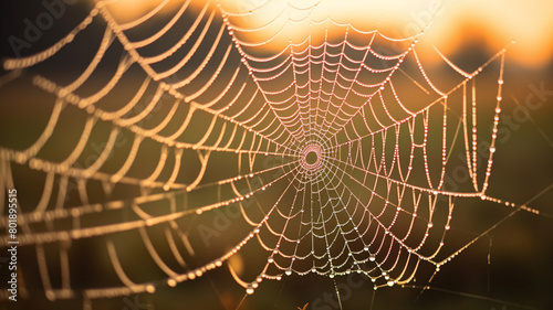 spider web with dew drops