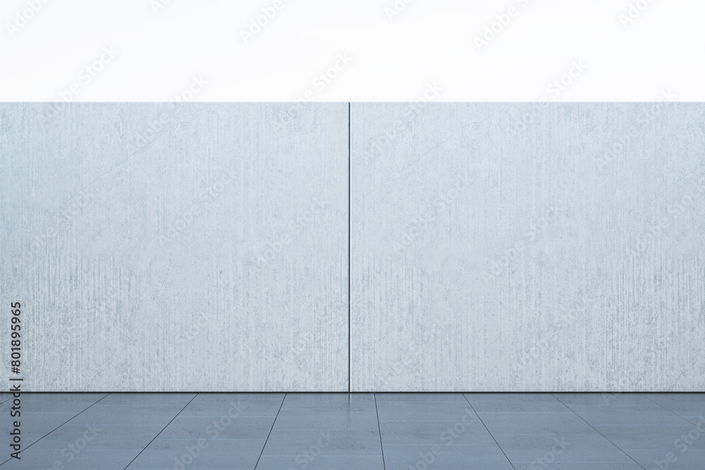 Fototapeta premium Modern empty interior with mock up place on gray wall. Gallery and museum concept. 3D Rendering.