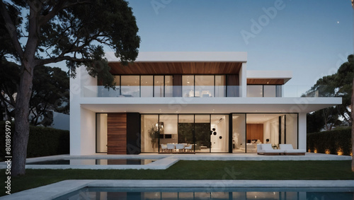 Sleek House Design, White Exterior Sophistication.