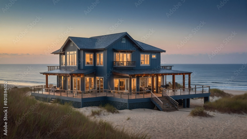 Sleek Seashore Escape, Modern Beach House Splendor. Sleek Seashore Escape, Modern Beach House Splendor.
