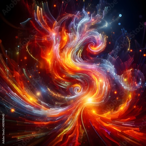 Fusion flare abstract colorful shapes background display of vibrant hues and dynamic patterns