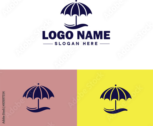 beach umbrella icon summer vacation Sunbed travel tourism logo icon editable vector silhouette logo