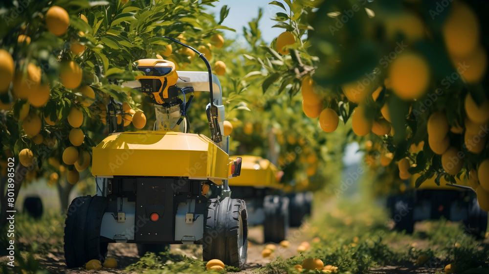 Autonomous robotic equipment harvesting ripe fruits in an orchard