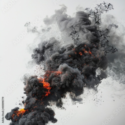 A large cloud of smoke and fire is billowing into the sky photo