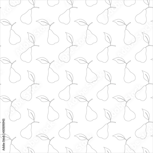 A simple pear in doodle style. Seamless pattern. cool illustration.