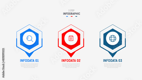 Three Step Infographic label design Vector template with line icons. process steps diagram, presentations, workflow layout, banner, flow chart, info graph vector illustration.