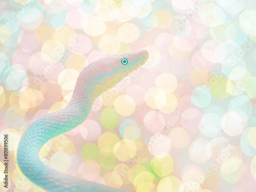 絵本に出てきそうな　パステルカラーの優しい雰囲気の蛇