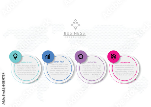 Vector infographic business presentation template with circular interconnection with 4 options.