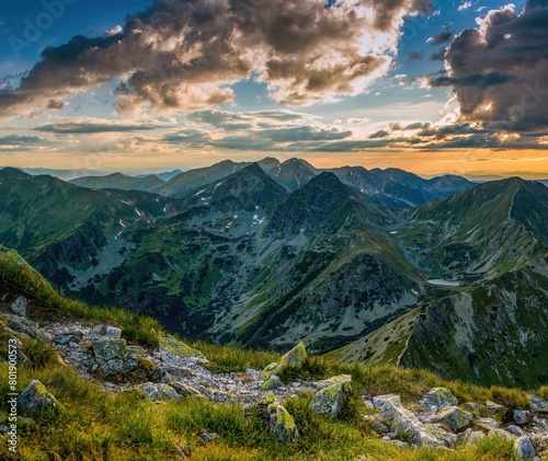 Beautiful view of mountain landscape in National Park High Tatra, Western Tatras. Dramatic overcast sky. Slovakia, Europe. Beauty world. © Ivan