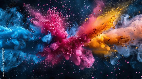 Colorful powder explosion on a black background. © 1000lnw