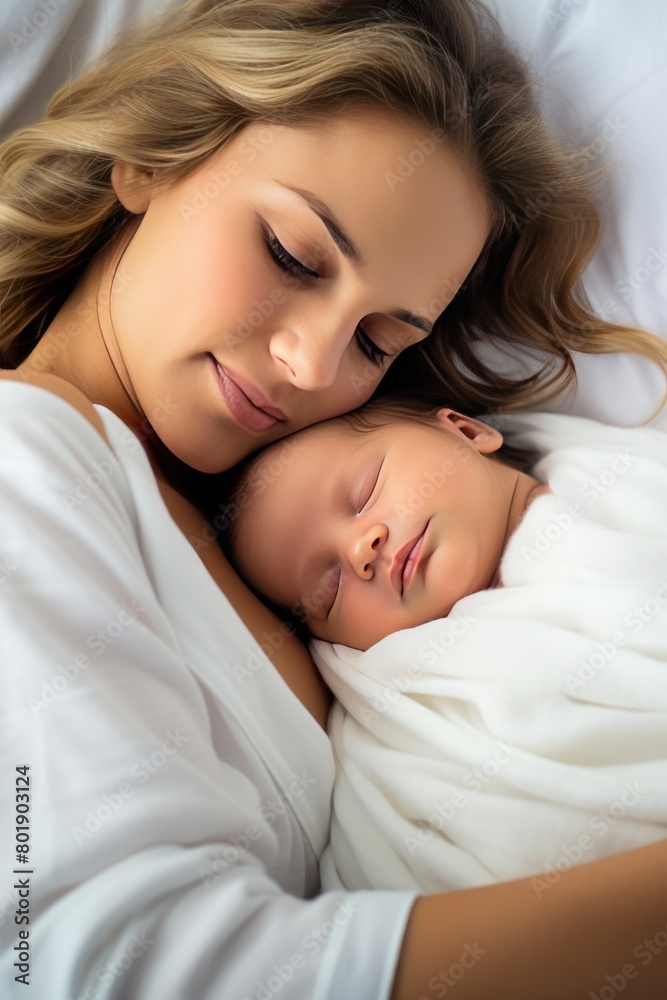 Close-up vertical photo of a lovely Caucasian mother shares moment with child nestled in arms in tender care and warmth. Loving mom holds baby close in moment filled with tenderness with affection. Close-up vertical photo of a lovely Caucasian mother shares moment with child nestled in arms in tender care and warmth. Loving mom holds baby close in moment filled with tenderness with affection.