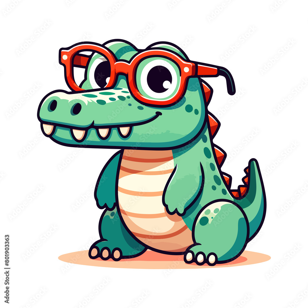 cute icon character crocodile wears glasses cute icon character crocodile wears glasses