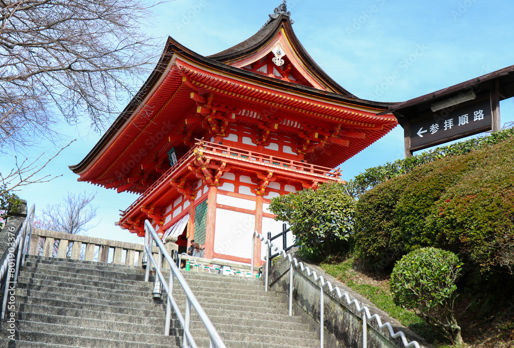 Kyoto, Japan, March 2024, Buddhist Temple Kiyomizu-dera Niomon Gate in spring Kyoto, Japan, March 2024, Buddhist Temple Kiyomizu-dera Niomon Gate in spring