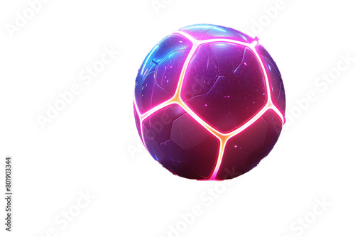 A futuristic football glowing with neon lights. isolated on trasparent background  png file
