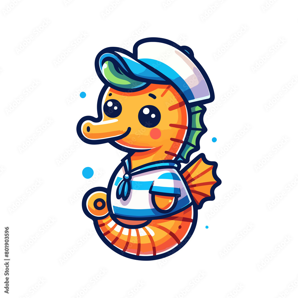 cute icon character seahorse sailor cute icon character seahorse sailor