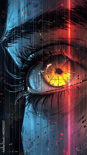 Futuristic Cybernetic Eye Digital Artwork Glowing Vision