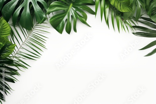Minimalistic and clean look of tropical foliage against a white backdrop  perfect for branding projects needing a touch of nature 