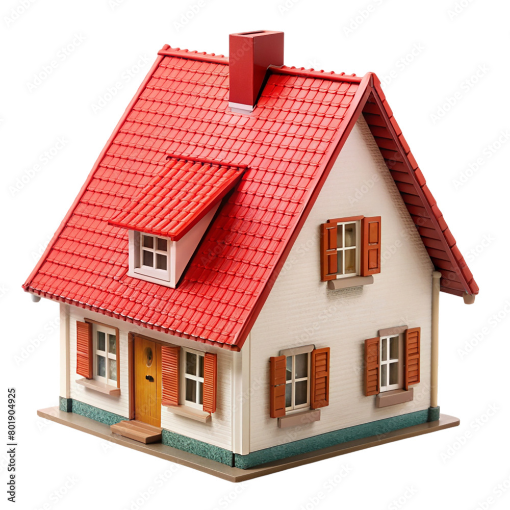Charming miniature house with red roof isolated on transparent background. Charming miniature house with red roof isolated on transparent background.