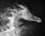 A ghostly horse made of smoke. AI.