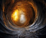 Swirling orange and gray tunnel AI.