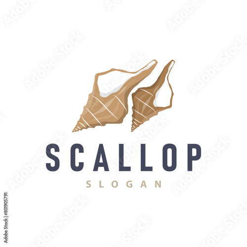 Seashell Logo, Inspirational Scallop Design With Pearl, Ocean Animals, Vector Jewelry Luxury Shell Beauty And Cosmetic