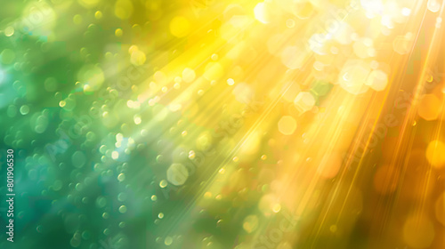 Green and yellow nature bokeh with sunshine, abstract background, green blurred bokeh background, Spring or Summer, abstract background with summer sun and lens flares © Ghulam