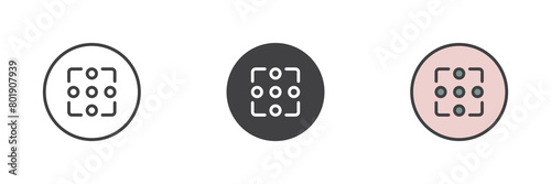 Camera focus frame different style icon set