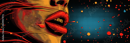 girl retro illustration cover red lips black n white illustration
