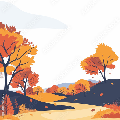 A beautiful autumn landscape with trees and a road