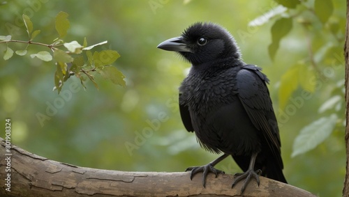 A baby crow on a tree