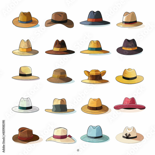 A collection of hats in various styles and colors