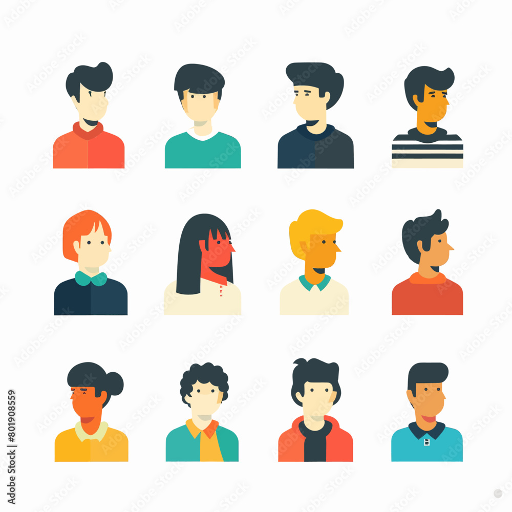 A collection of cartoon faces with a variety of colors and styles A collection of cartoon faces with a variety of colors and styles