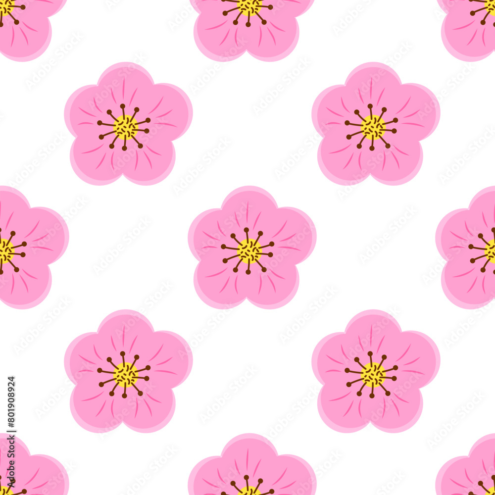 Fototapeta premium Seamless pattern with cherry blossoms, sakura