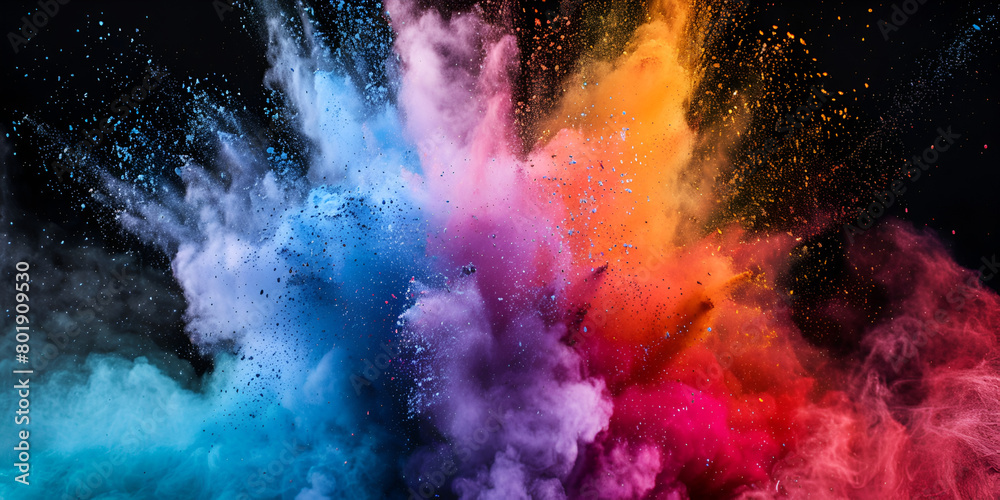 Holi color splash overlay back background vibrant colored holi powder
